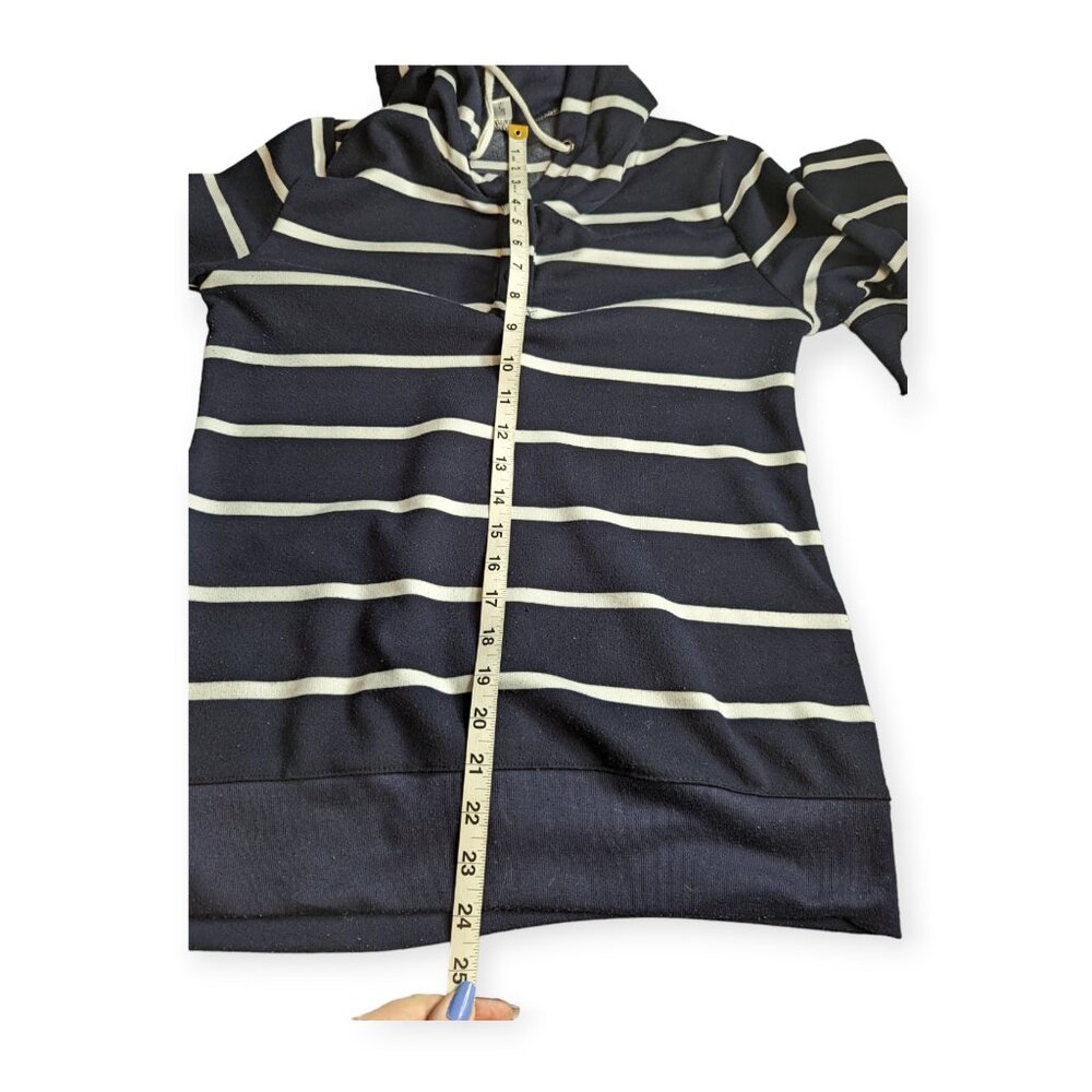 Blue & White Striped Long Sleeve Pullover Hoodie Size Small - Picture 12 of 13